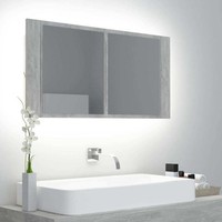 Led-Bad-Spiegelschrank Betongrau 90X12X45 Cm Acryl