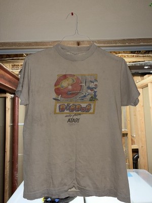 Atari Dig Dug Graphic 1980s Original 100% Combed Cotton White Short Sleeve M