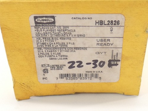 Hubbell HBL2826 Flanschaufnahme 30A Insulgrip Twist-Lock - NEU Überschuss! - Bild 11 von 11