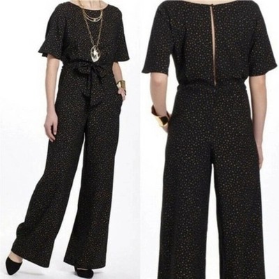 Anthropologie Corey Lynn Calter Cosmos Star Print Jumpsuit Black Gold Sz Medium 