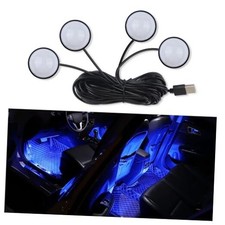 4-in-1 Car LED Lights Interior with USB Port,Ambient Neon Car Door Lights Blue