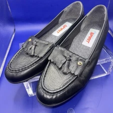 Easy Spirit Leather Flats Black Loafers Women's 9.5 M Comfort Shoe