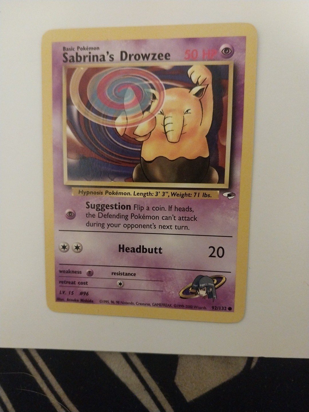 Sabrina's Drowzee 92/132 1st Edition Common Gym Heroes Pokemon Card NM