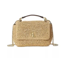 Lauren Ralph Lauren Sophee 22 Woven Straw Crossbody Bag Natural/ Lauren Tan $350