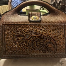 vintage hand tooled leather purse