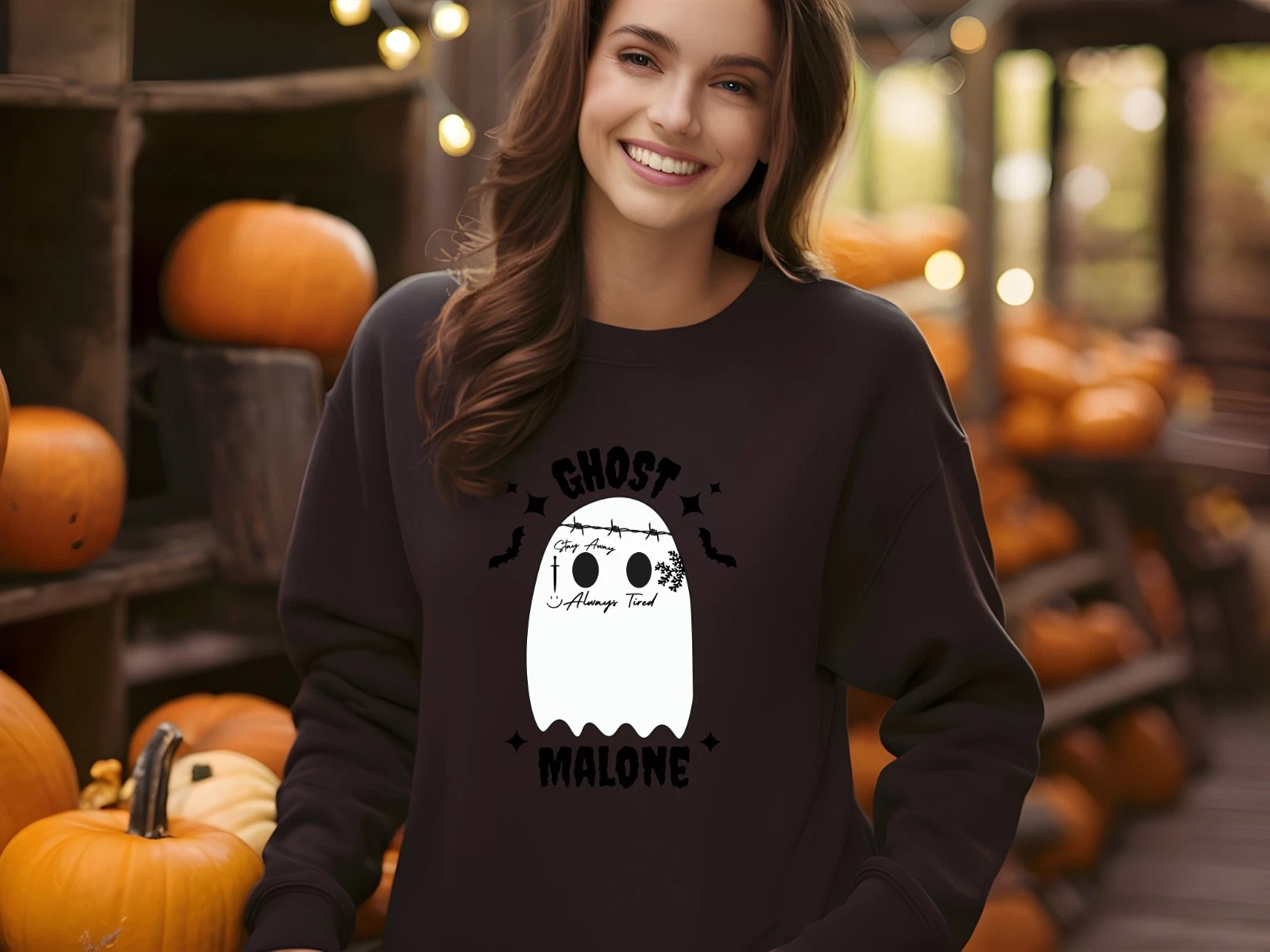 Ghost Malone Sweatshirt Funny Halloween Spooky Season Graphic Gift