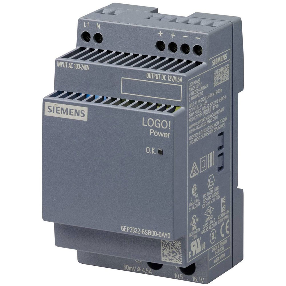 Siemens LOGO!Power PLC supply 12V/4.5A AC 100-240V