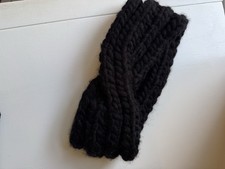 Winter Knit Ear Warmer In Black Chunky Box Stitch Made In America