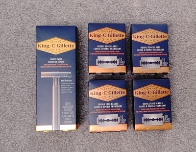 King C Gillette Double Edge Safety Razor &. Extra Pack of 40 Blades Bundle
