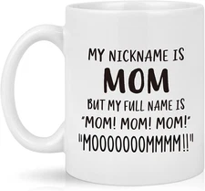 Gifts for Mom, My Nickname Is Mom Funny Coffee Mug, Christmas Mug