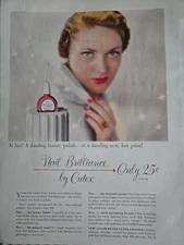 1948 Cutex Nail Brilliance Fingernail luxury polish Vintage Cosmetic ad