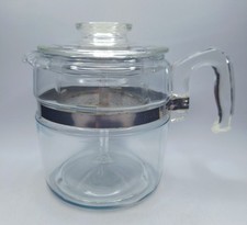 PYREX Flameware 6 Cup Percolator Coffee Maker 7756-B Complete Exc Cond