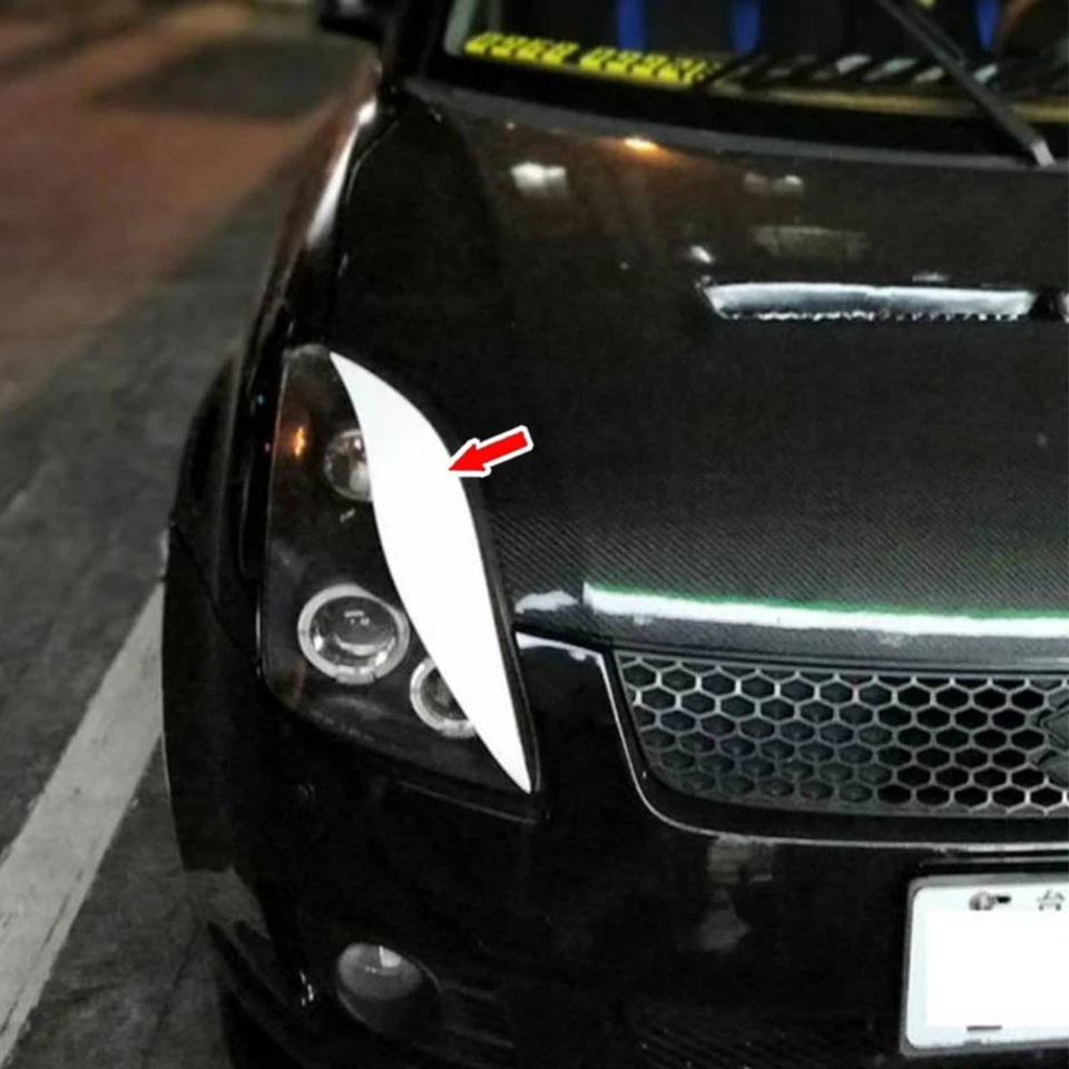 Glossy Black Front Headlight Eyebrow Eyelids For SUZUKI SWIFT 2th 2004-2010 - Image 2 of 4