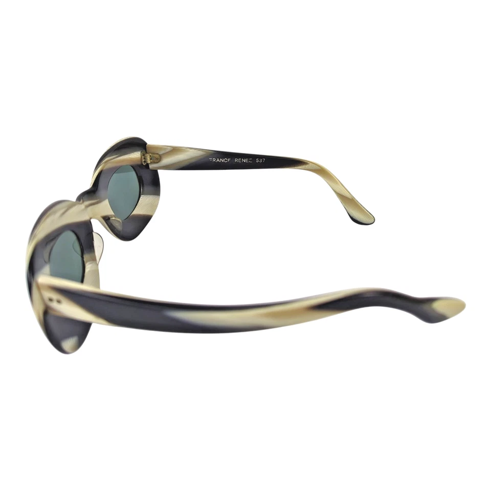 Vtg French Mod Sunglasses Black White Cateye 50s 60s Made in France "Renee" 537 - Image 4 of 4