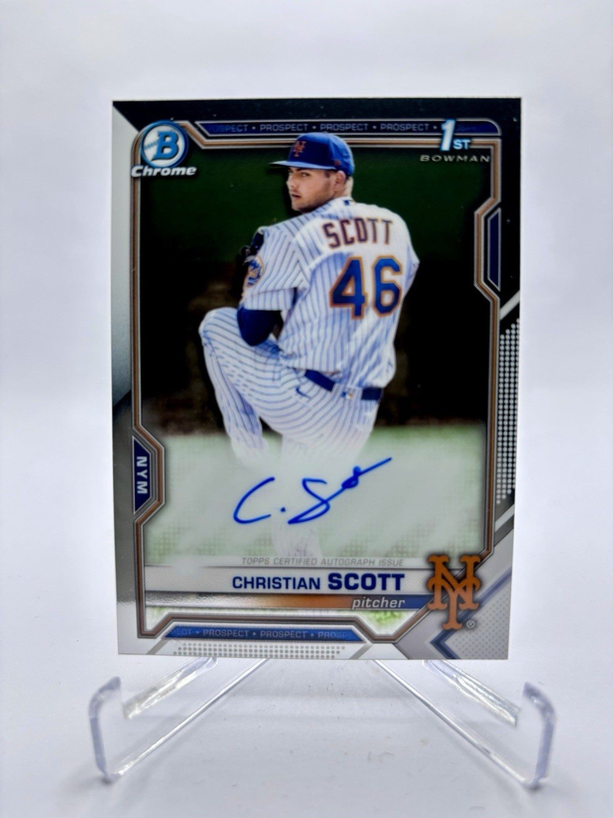 2021 Bowman Draft Pick Autographs Christian Scott 1st Chrome Auto #CDA-CS Mets