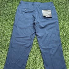 NWT Haggar Dress Slim Stretch Pants Mens 34x32 Blue Pleated Flat Front