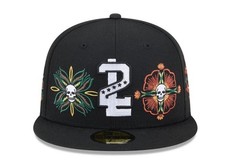 Tecolotes de Los 2 Laredos Hat Size 7 1/4 Day of the Dead Skull & Flowers Cap
