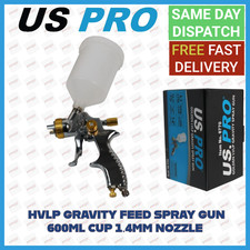 US PRO Gravity Feed LVLP Spray Gun 1.4 Nozzle 600ml Cup 8770