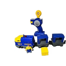 GeoTrax Blue Pony Express Speedy Delivery Team Remote Train Cars Figure Work V3