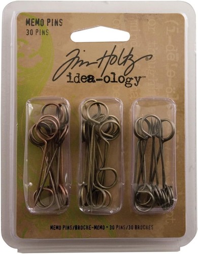 Tim Holtz Idea-ology Metal Memo Pins, Pack of 30, 1-1/2 Inches, Antique Brown