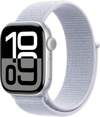 Apple Watch Series 10 (GPS+LTE) 42MM Silver Aluminum Case Blue Cloud Sport Loop