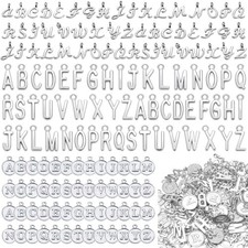 156 PCS 6 Sets Silver Letter Charms, Silver Capital A-Z Alphabet Letter Charm