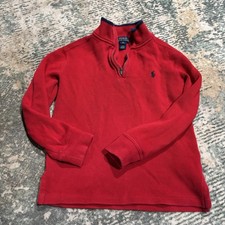Polo Ralph Lauren Sweater Youth Small-8 Red 1/4 Zip Mock neck Knit Pony Casual