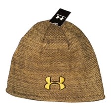Under Armour UA Storm Fleece Beanie Embroidered OSFM Beige Brown Reversible