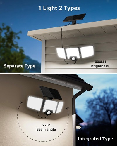 Solar Security Lights Outdoor Motion Sensor, 2 in 1 Separated and Integrated ... - Picture 2 of 8