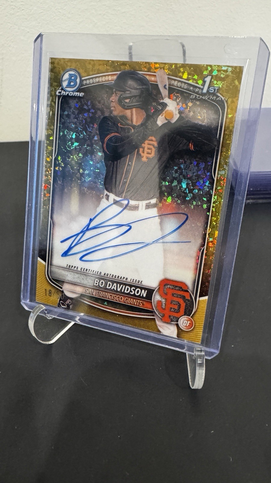 2025 Bowman Chrome Bo Davidson 1st Bowman Auto Gold Mini Diamonds /50