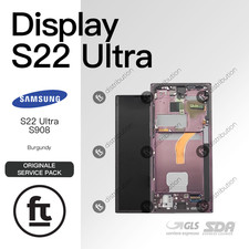 SAMSUNG DISPLAY S22 ULTRA SM-S908 ORIGINALE SERVICE BURGUNDY SCHERMO
