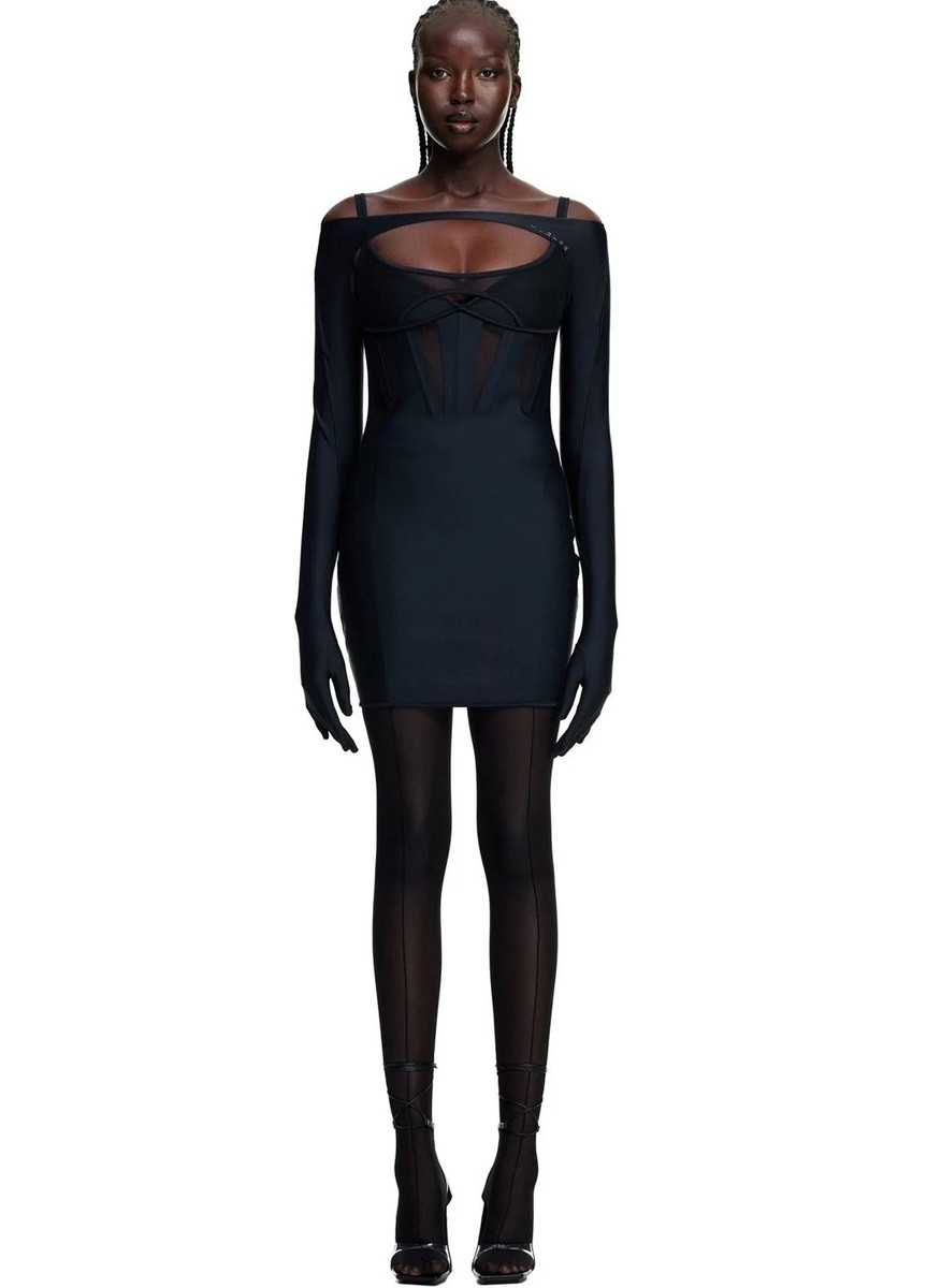 Mugler  コルセットスタイルミニドレス ブラック　34 MUGLER & H&M Women's Black Corset style Mini Dress Black Size L