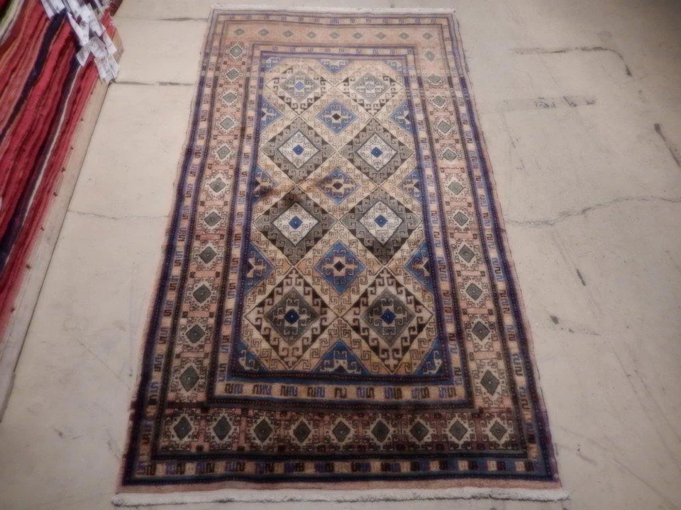 4x8' Tan Brown Semi Antique Russian Kazak Runner 73213 - Image 2 of 4