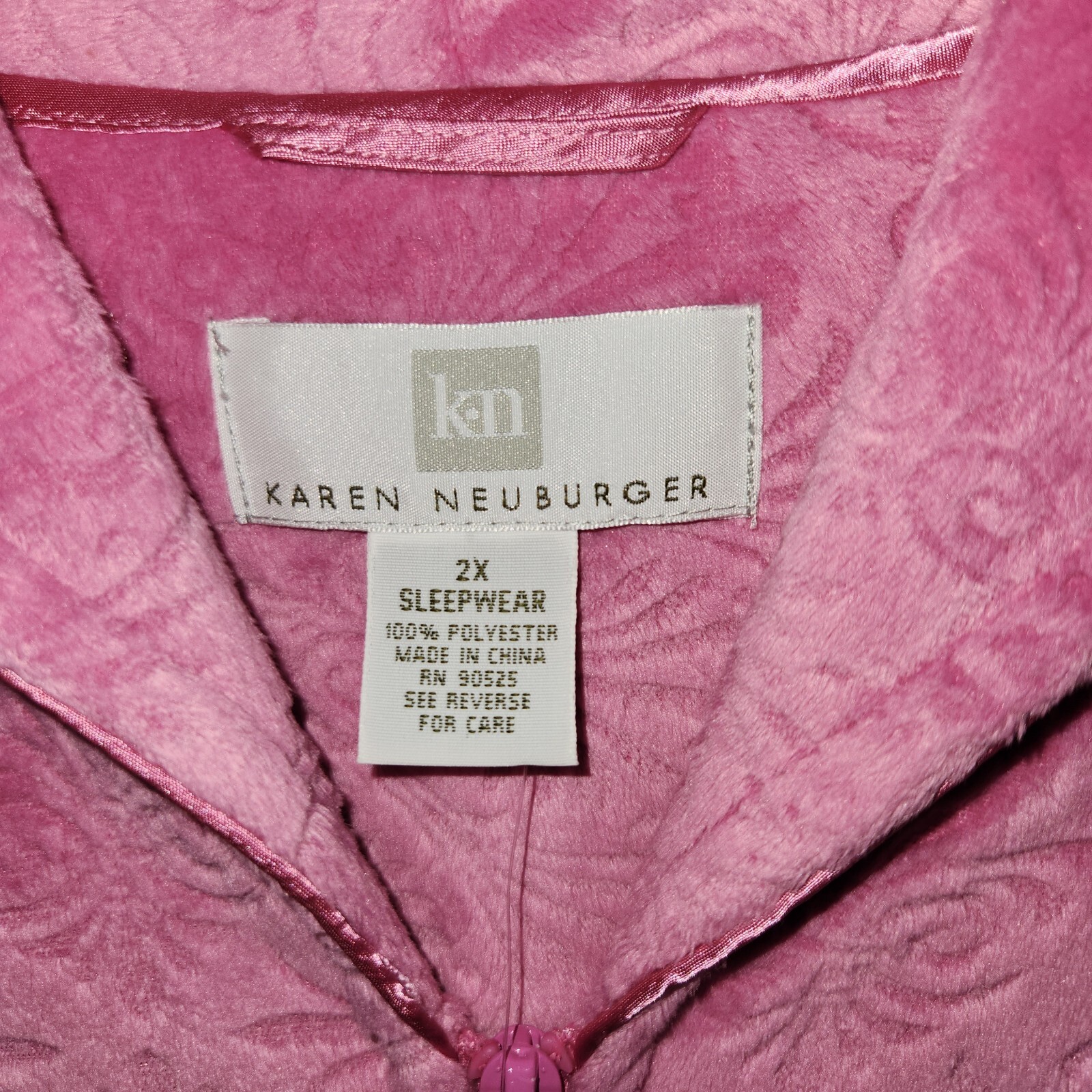 NWT 72 KAREN NEUBURGER Lush Raspberry Pink Floral Full Zip Robe Pockets 2X eBay