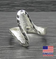 Sterling Silver Wavy Wide Reflective Unique Diamond Cut Band Ring Size 7
