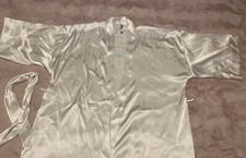 satin intimates white/blue Wedding Bride Robe