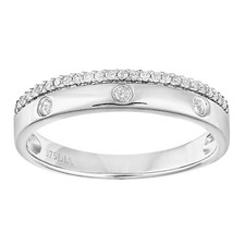 9ct White Gold 0.15ct Mined Diamond Wedding Band Ring By Naava, UK Hallmarked