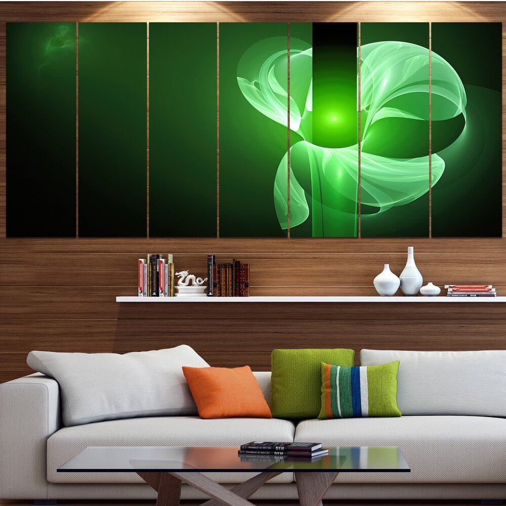 Designart Green Flower Fractal Illustration - Vibrant Abstract Art Oversized Wall Decor