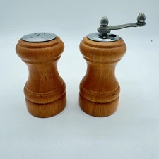 Vintage MCM Chef Specialties Salt Shaker & Pepper Mill Wood Steel Forged