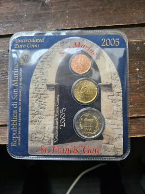 San Marino  2005  2  , 20 cent 1 cent im Blister  S. Bider