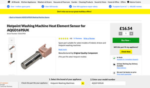 Hotpoint Waschmaschine Heizelement Sensor für AQGD169SUK