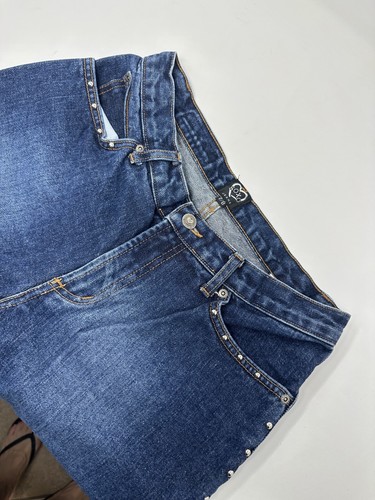 Y2K Xoxo Rivets Jeans Women’s 7/8 Blue Denim Bootcut Made in the U.S.A - Picture 2 of 12