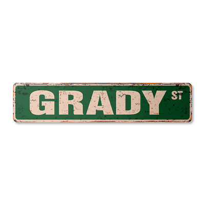 GRADY Vintage Street Sign Childrens Name Room| Indoor/Outdoor
