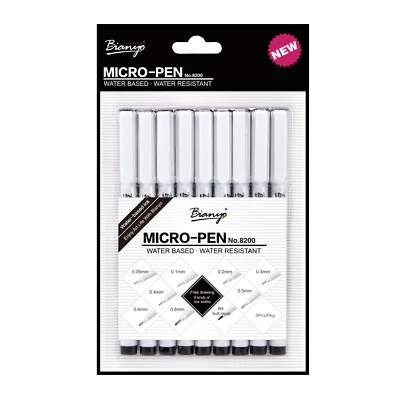 Bianyo Archival Ink Micro Pens, fineliner, graphic, Waterproof pens set of 9