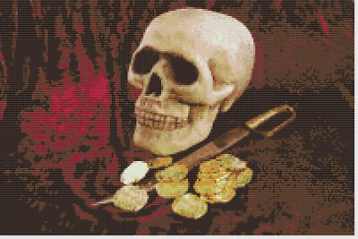 FlorAshell Kreuzstich Vorlage Skull & Treasure Pirat