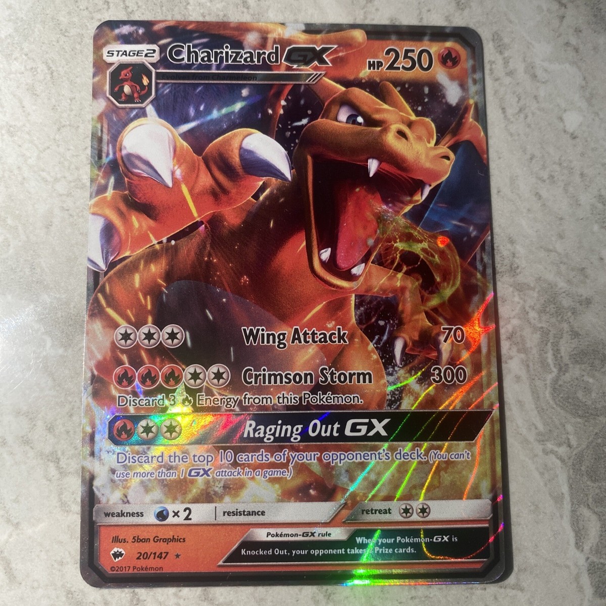 Pokemon Card - Charizard GX - 20/147 - Rare - Burning Shadows