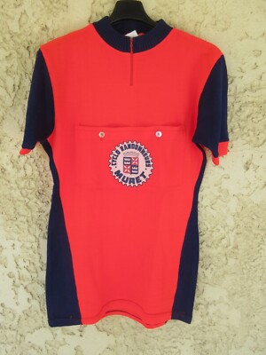 Maillot Cycliste Vintage Cyclo Randonnée MURET - Rouge, Poches Devant, Taille XL - Occasion
