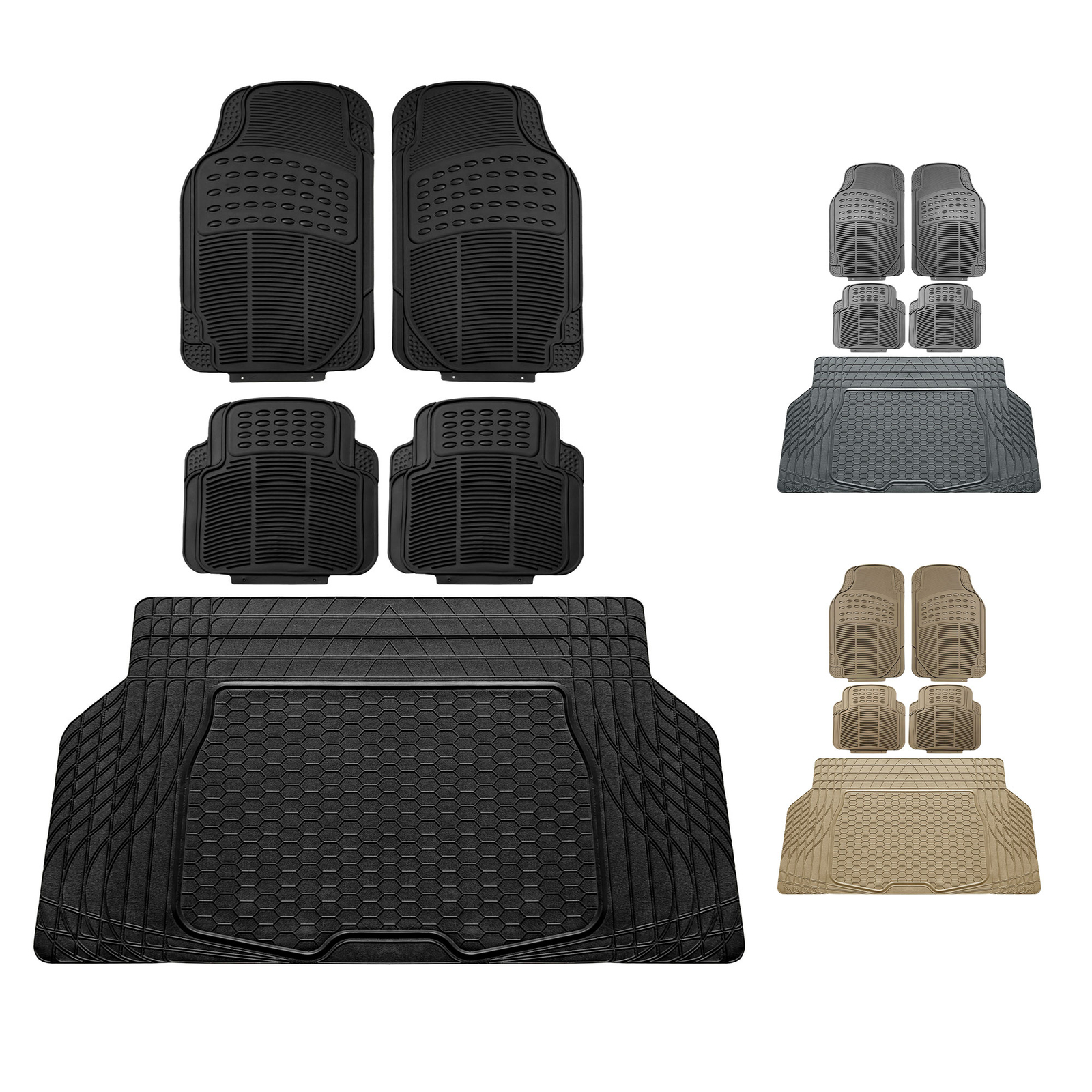 FH Group Universal Fit Trimmable Rubber Car Floor Mats All Weather & Cargo Mat
