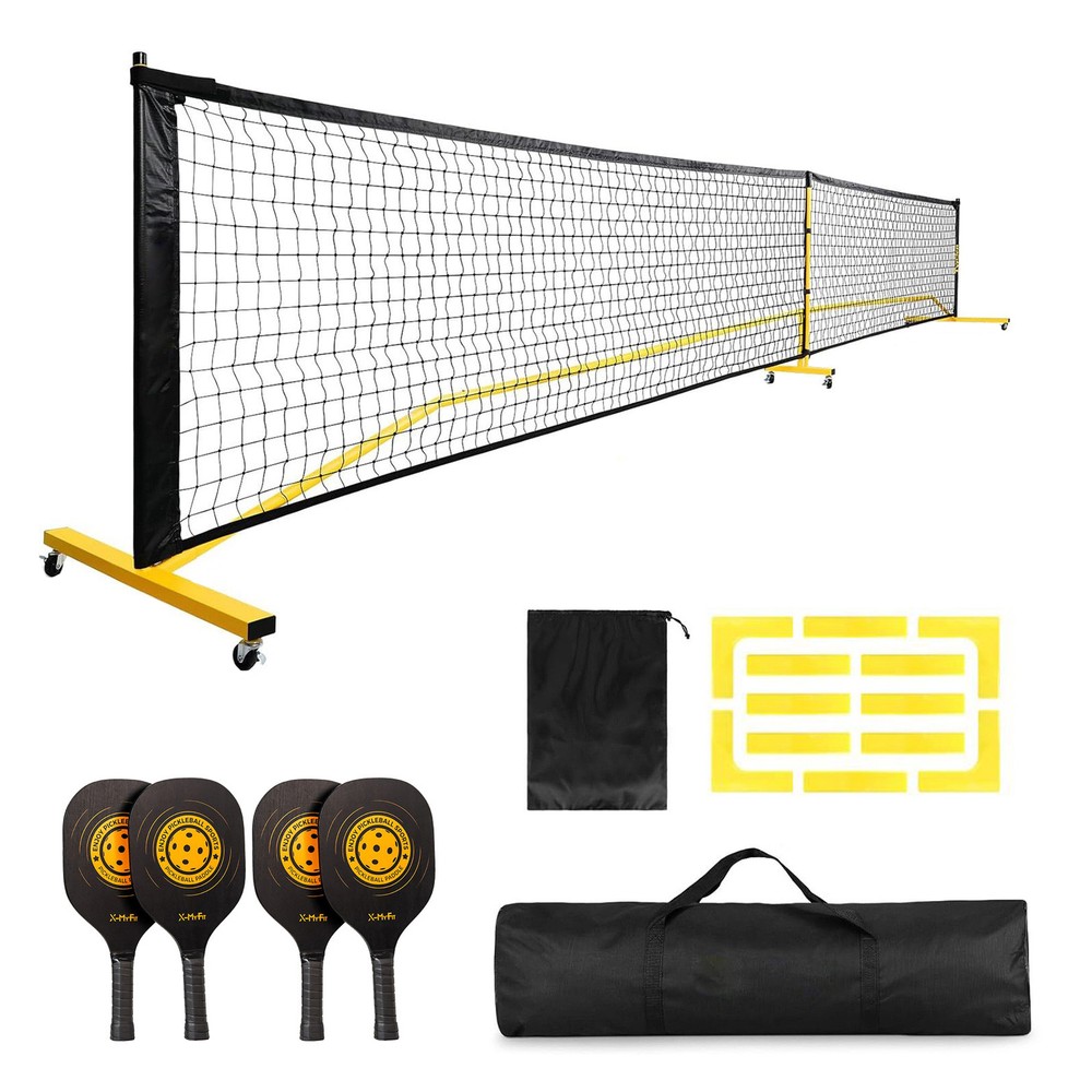 Portable 22ft Heavy-Duty Pickleball Net Set with Wheels & Court Markers