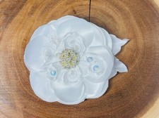 Handmade Hair Clip 4" Flower White Bridal Formal French Barrette Hair Comb